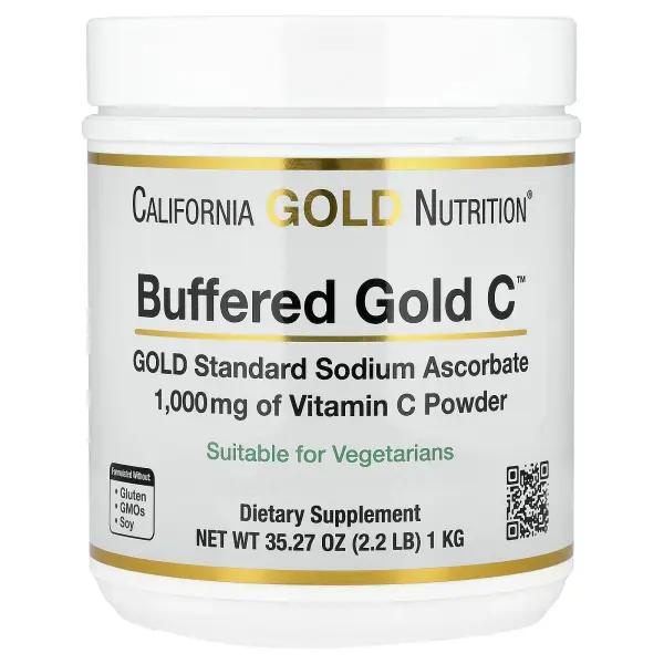 California Gold Nutrition, Buffered Gold C®, некислый витамин C в порошке, аскорбат натрия, 1 кг (2,