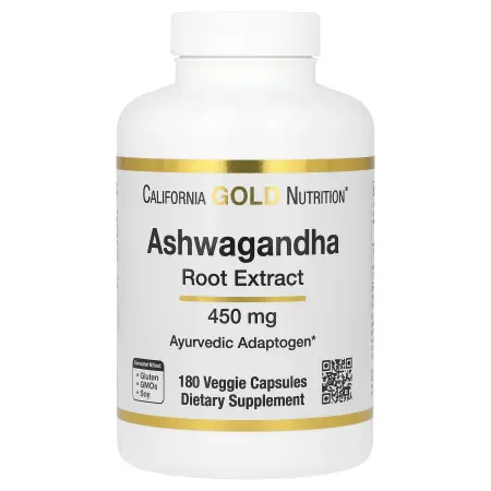 California Gold Nutrition Ashwagandha 450 mg 180 Veggie Capsules