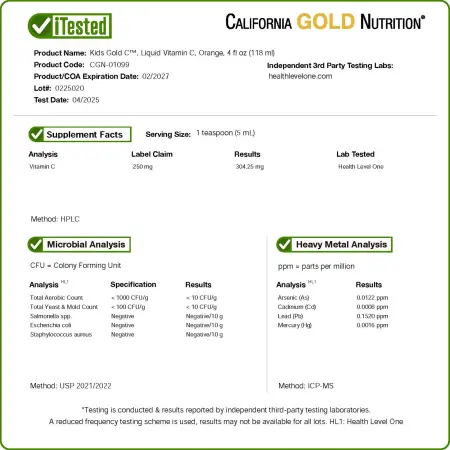 California Gold Nutrition, витамин C в жидкой форме для детей, класса USP, со вкусом терпкого апельс – оригинальная продукция AthleticFuel