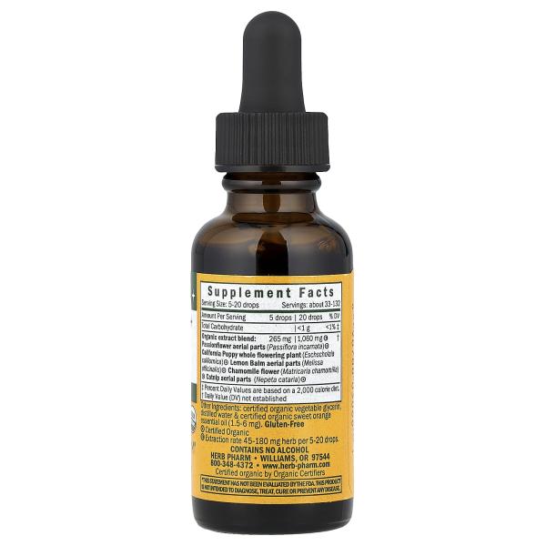 Herb Pharm, Детское органическое средство для быстрого засыпания, не содержит спирт, 1 жид. унция(30