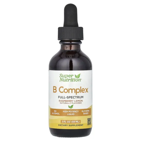Super Nutrition, комплекс витаминов группы B полного спектра с витамином B12, пантотеновой кислотой,