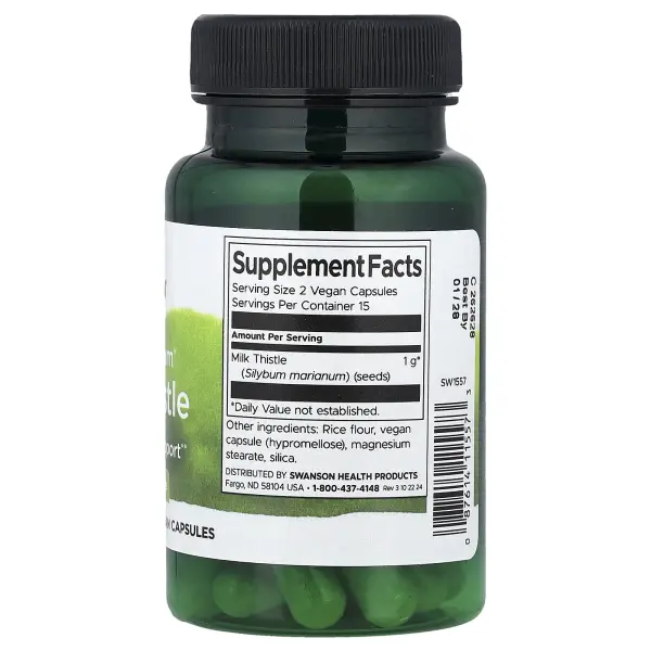 Swanson, Full Spectrum®, расторопша, 30 веганских капсул (0,5 г в 1 капсуле) – оригинальная продукция AthleticFuel
