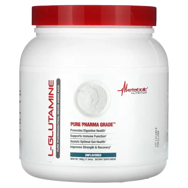 Metabolic Nutrition, L-глютамин, без добавок, 500 г (17,64 унции)