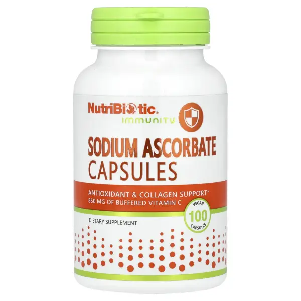 NutriBiotic, Immunity, аскорбат натрия, 100 веганских капсул
