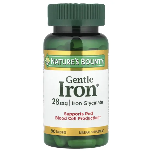 Nature's Bounty, Gentle Iron, железо, 28 мг, 90 капсул