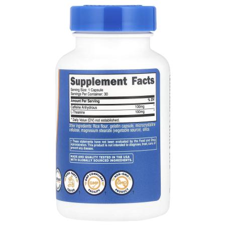 Nutricost, Кофеин с L-теанином`` 30 капсул