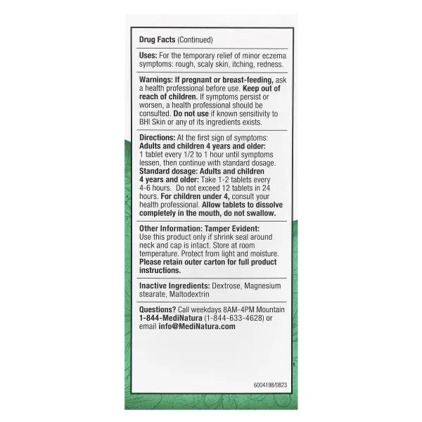 MediNatura, BHI, таблетки от кожной экземы, 100 таблеток
