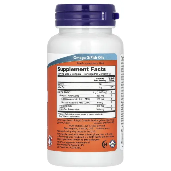 NOW Foods Масло криля 500 мг 60 капсул – оригинальная продукция AthleticFuel