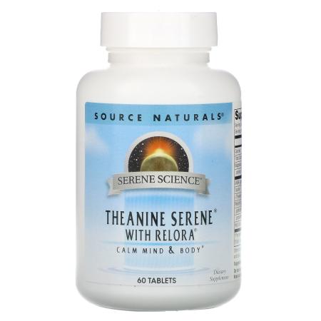 Source Naturals, Serene Science, Theanine Seren, теанин с комплексом Relora, 60 таблеток