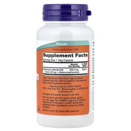 NOW Foods Селен 200 мкг 90 капсул