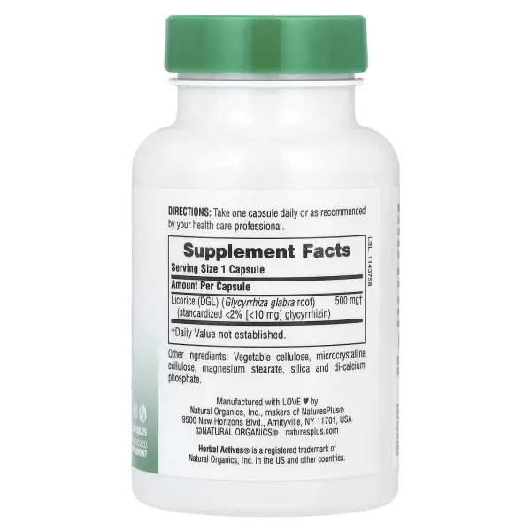 NaturesPlus, Herbal Actives, солодка, 500 мг, 60 капсул