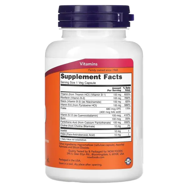 NOW Foods B-100 100 вегетарианских капсул – оригинальная продукция AthleticFuel