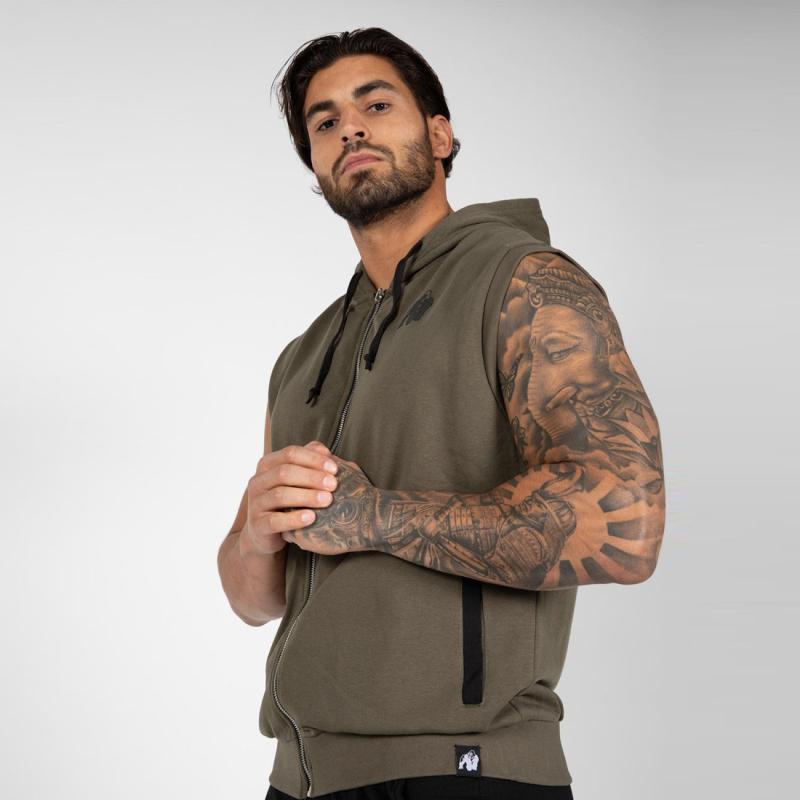 Gorilla Wear Безрукавка Springfield Sleeveless Zipped Hoodie Army Green