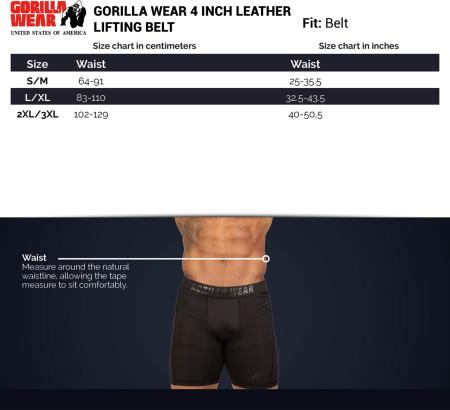 Gorilla Wear Пояс 4 Inch Leather Lifting Belt Black