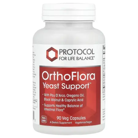 Protocol for Life Balance, OrthoFlora Yeast Support, поддержка здоровой кишечной флоры, 90 вегетариа
