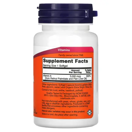 NOW Foods Витамин A 10 000 МЕ 100 капсул – оригинальная продукция AthleticFuel